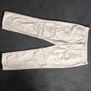 American Eagle White Ripped Mom Jeans